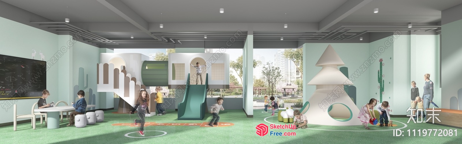 Colorful Playroom For Kids With Creative Furniture 3D SketchUp File