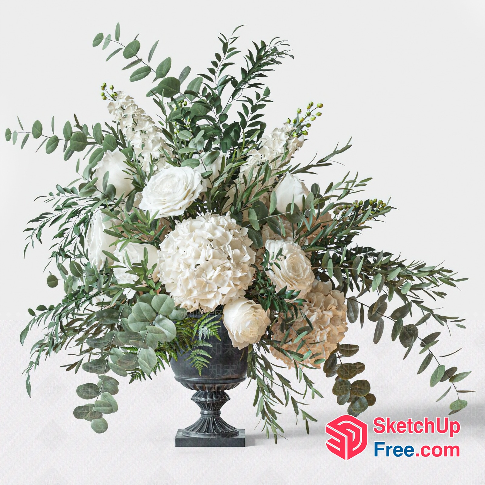 Elegant White And Green Floral Arrangement 3D SketchUp File