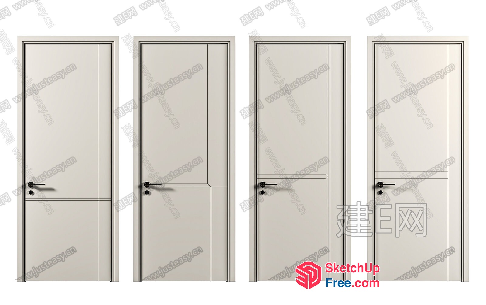 Four Doors Of Different Styles 3D SketchUp File