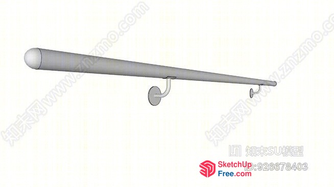 Long Metal Pipe With Wall-Mounted Fixture 3D SketchUp File