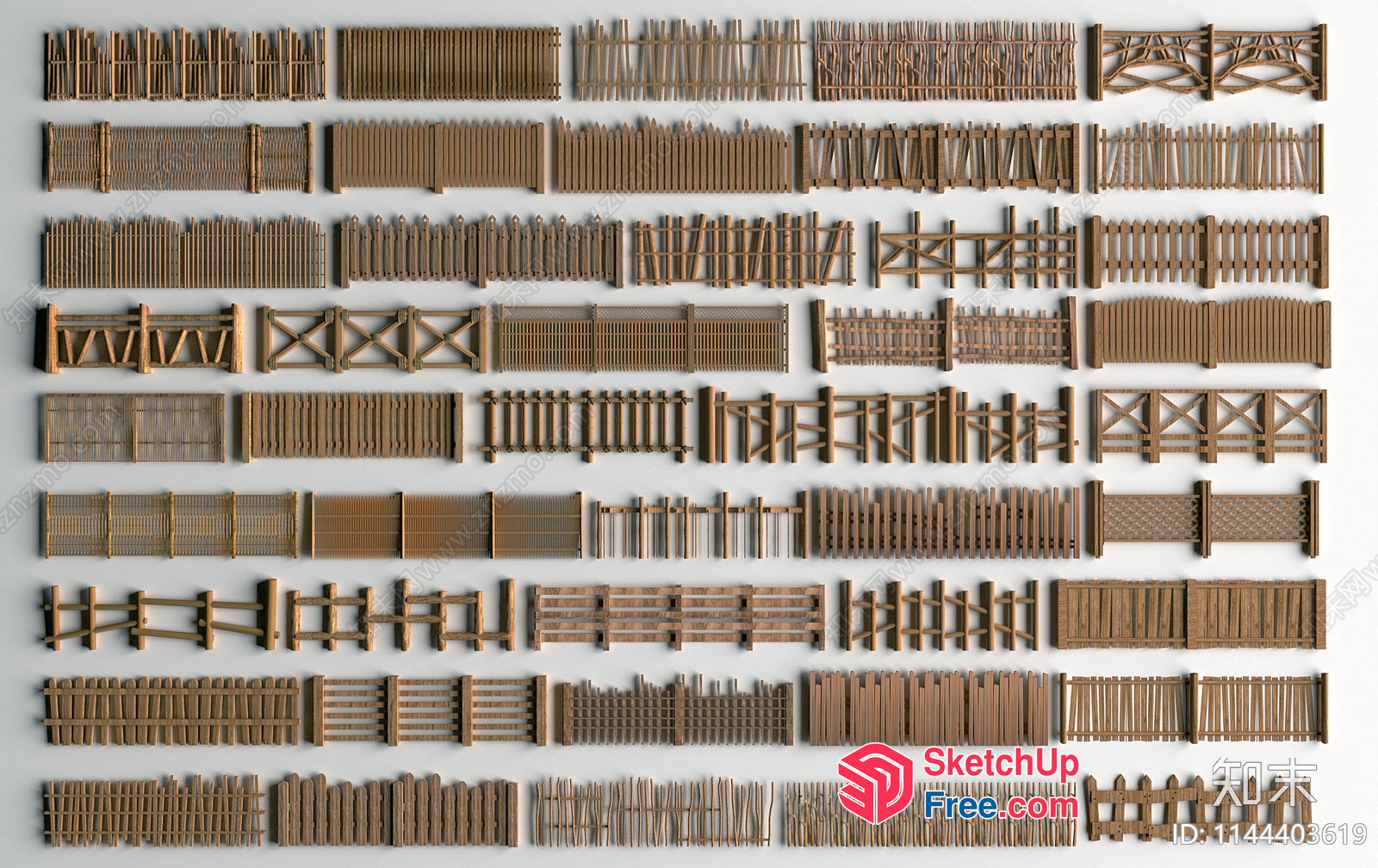 Various Types Of Wooden Fences 3D SketchUp File