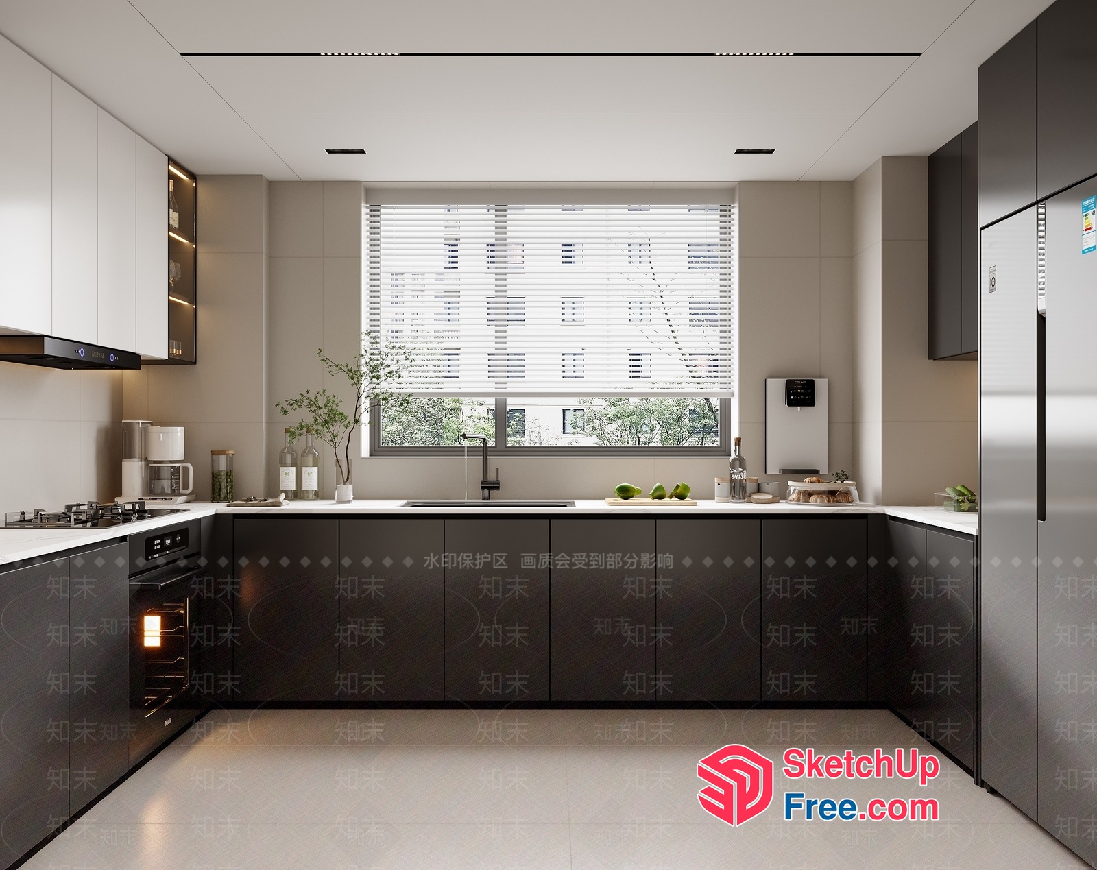 Modern Kitchen With Sleek Appliances And White Countertops 3D SketchUp File