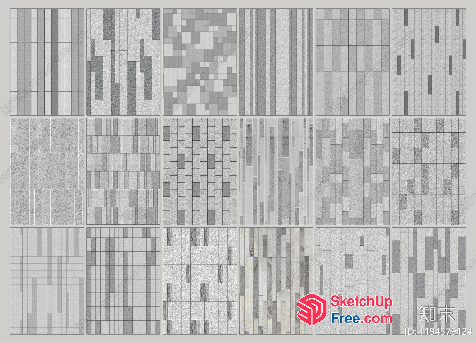 Modern Grey Patterned Tiles 3D SketchUp File