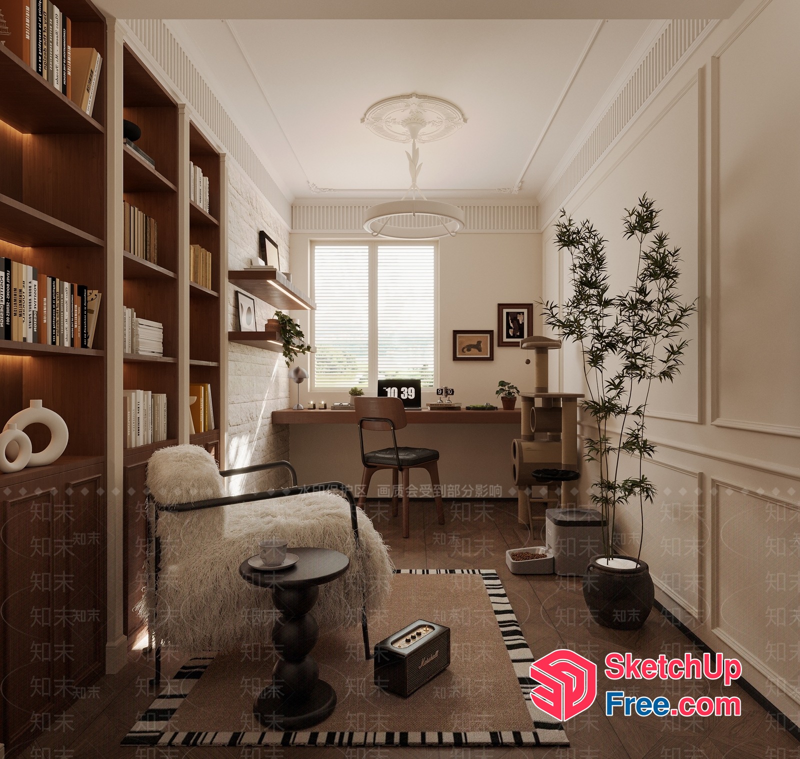Elegant And Cozy Home Office 3D SketchUp File