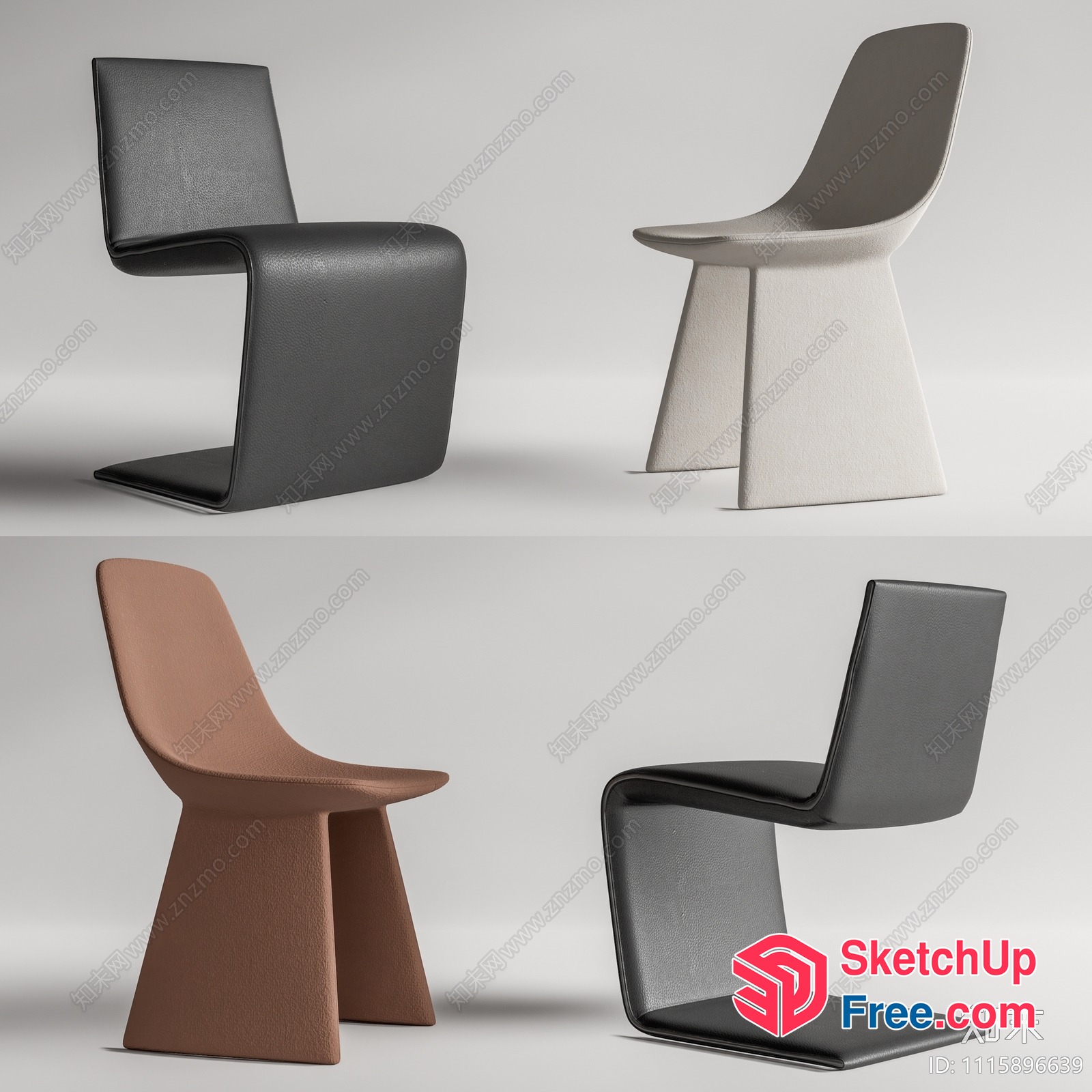 Sleek Modern Leather Chairs 3D SketchUp File