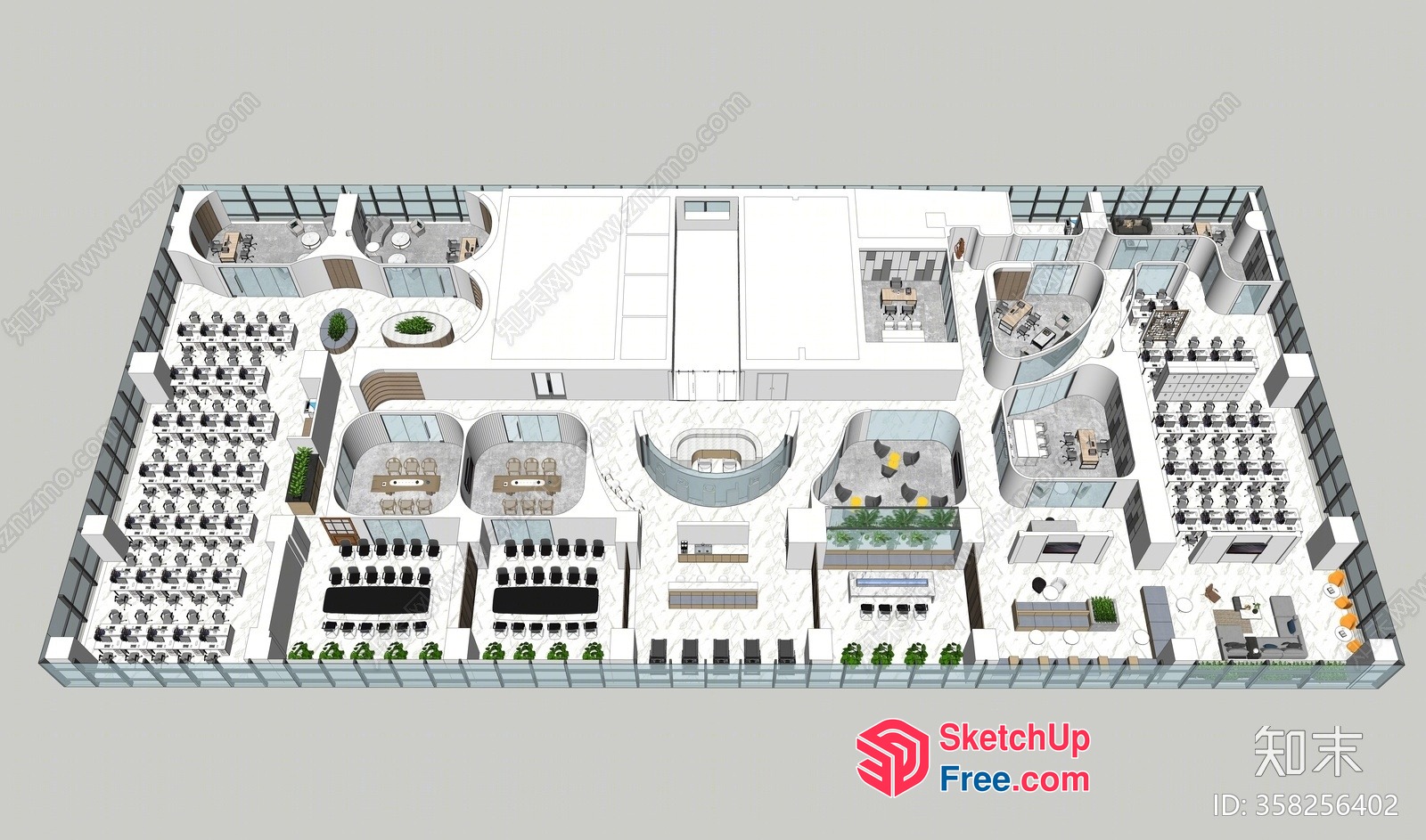 Modern Office Building Plan 3D SketchUp File