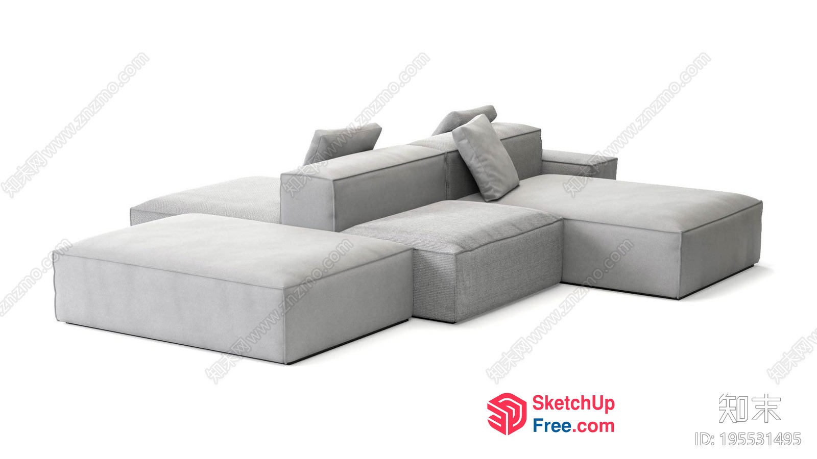 Minimalist Sofa Arrangement With Pillows 3D SketchUp File