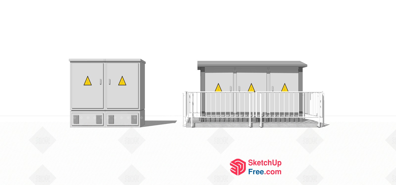 Electrical Utility Boxes And Railing 3D SketchUp File