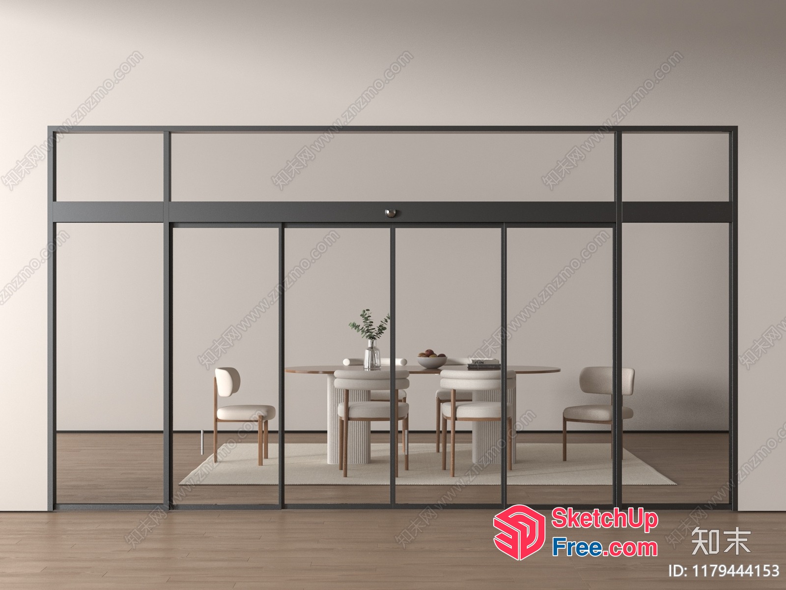 Modern Glass Partition Wall 3D SketchUp File