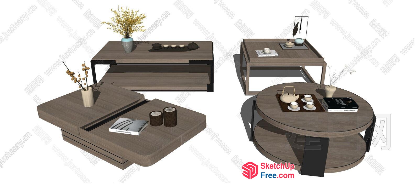 Modern Coffee Table And Side Table Set 3D SketchUp File