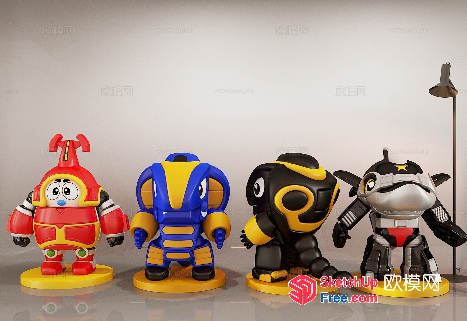 Colorful Robot Figures In Various Styles 3D SketchUp File