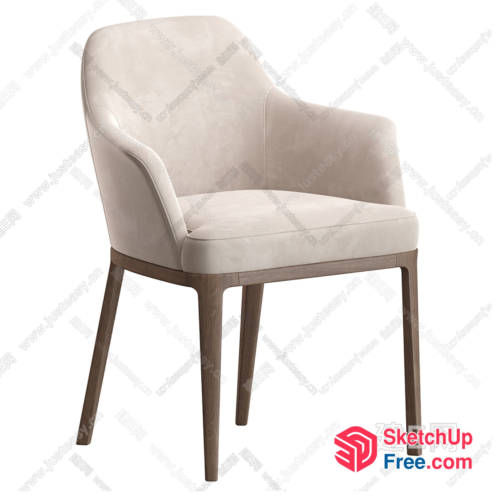 Elegant Creamy Style Upholstered Chair 3D SketchUp File