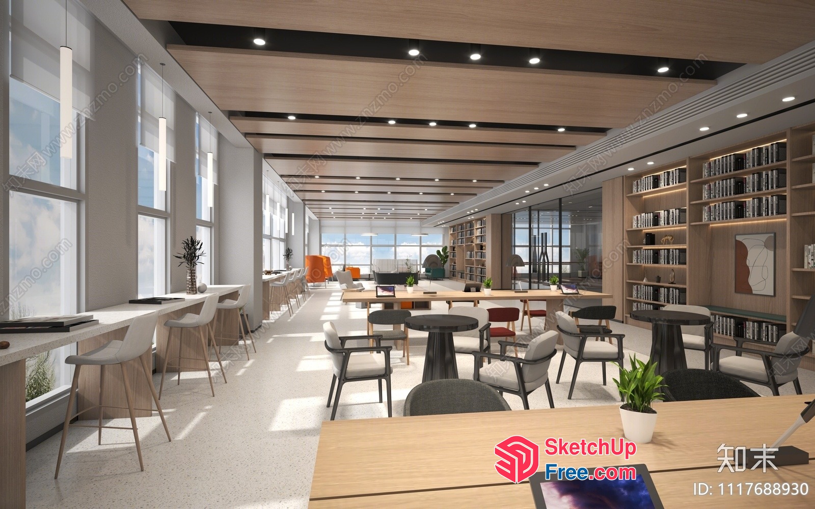 Modern Office Space With Natural Light And Comfortable Seating 3D SketchUp File