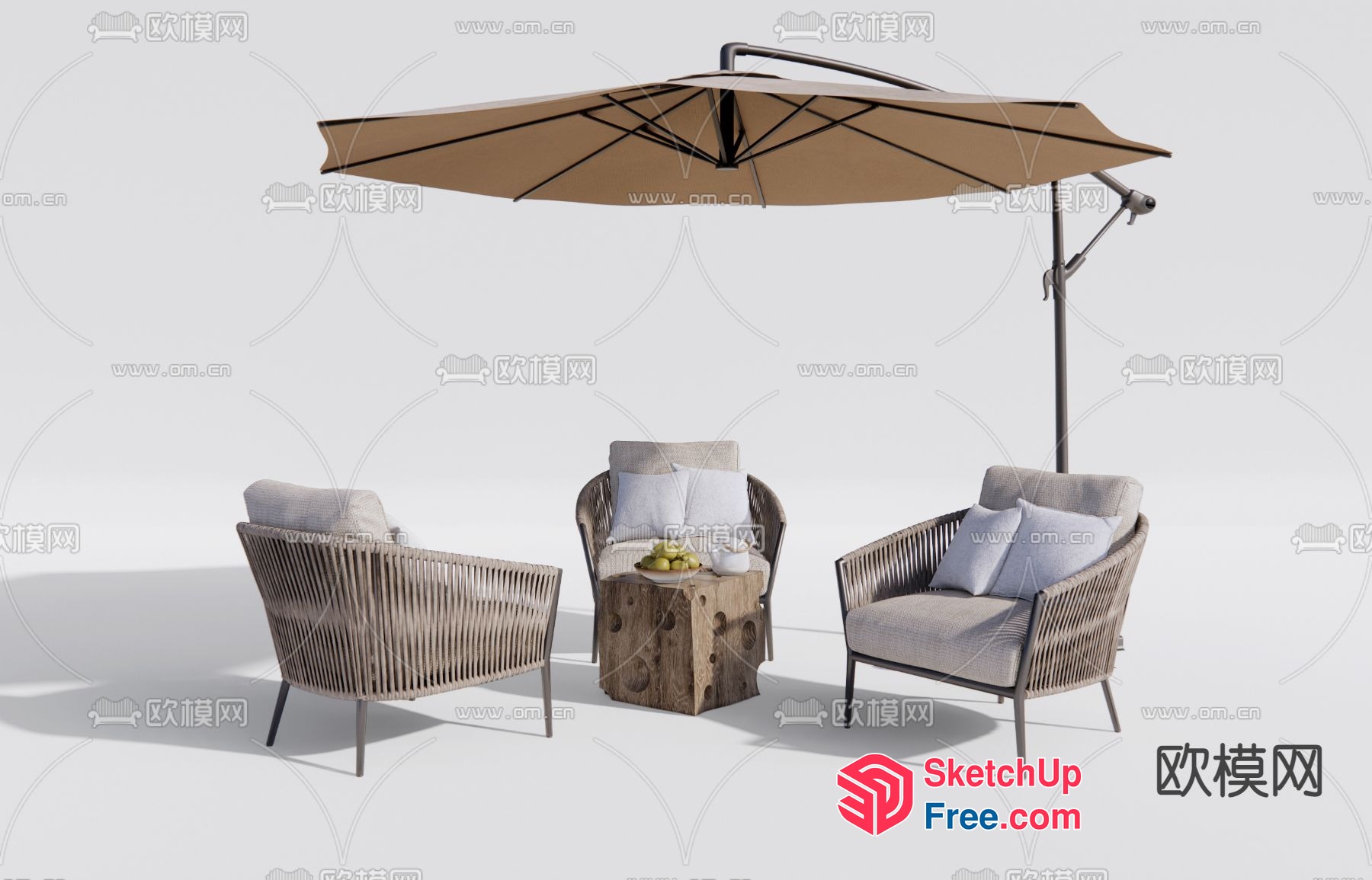 Outdoor Furniture Set With Umbrella 3D SketchUp File
