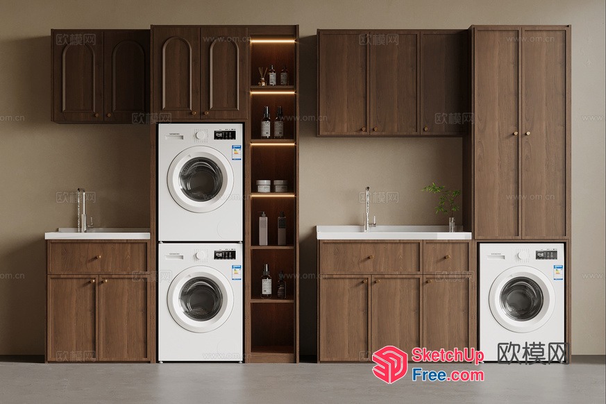 Modern Rustic Laundry Room With Elegant Wood Accents 3D SketchUp File
