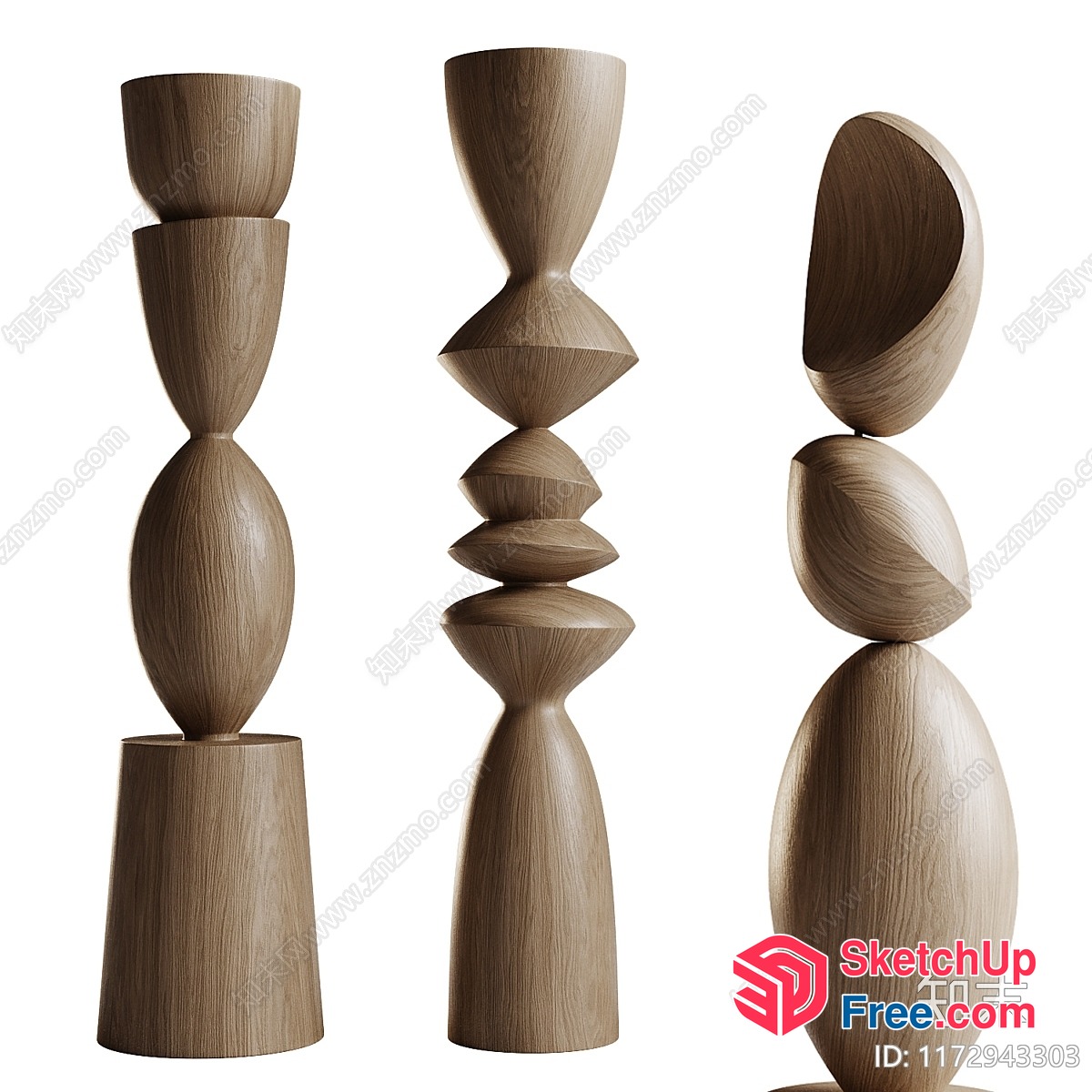 Sculptural Wooden Pillars 3D SketchUp File