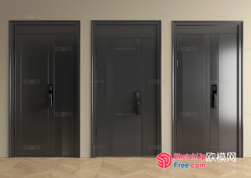 Three Modern Elevator Doors 3D SketchUp File