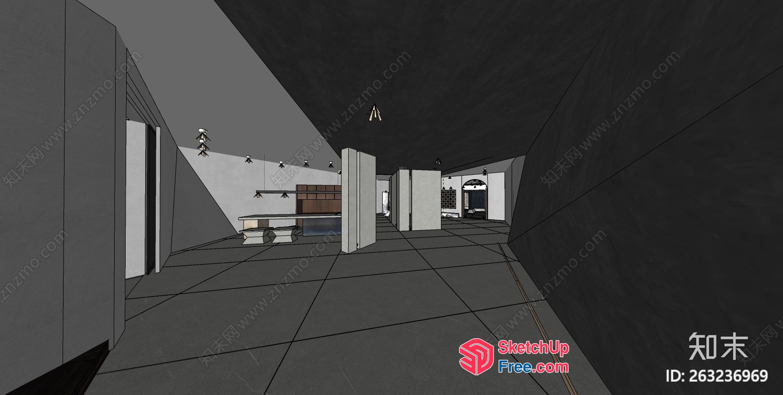Modern Minimalist Office Interior 3D SketchUp File