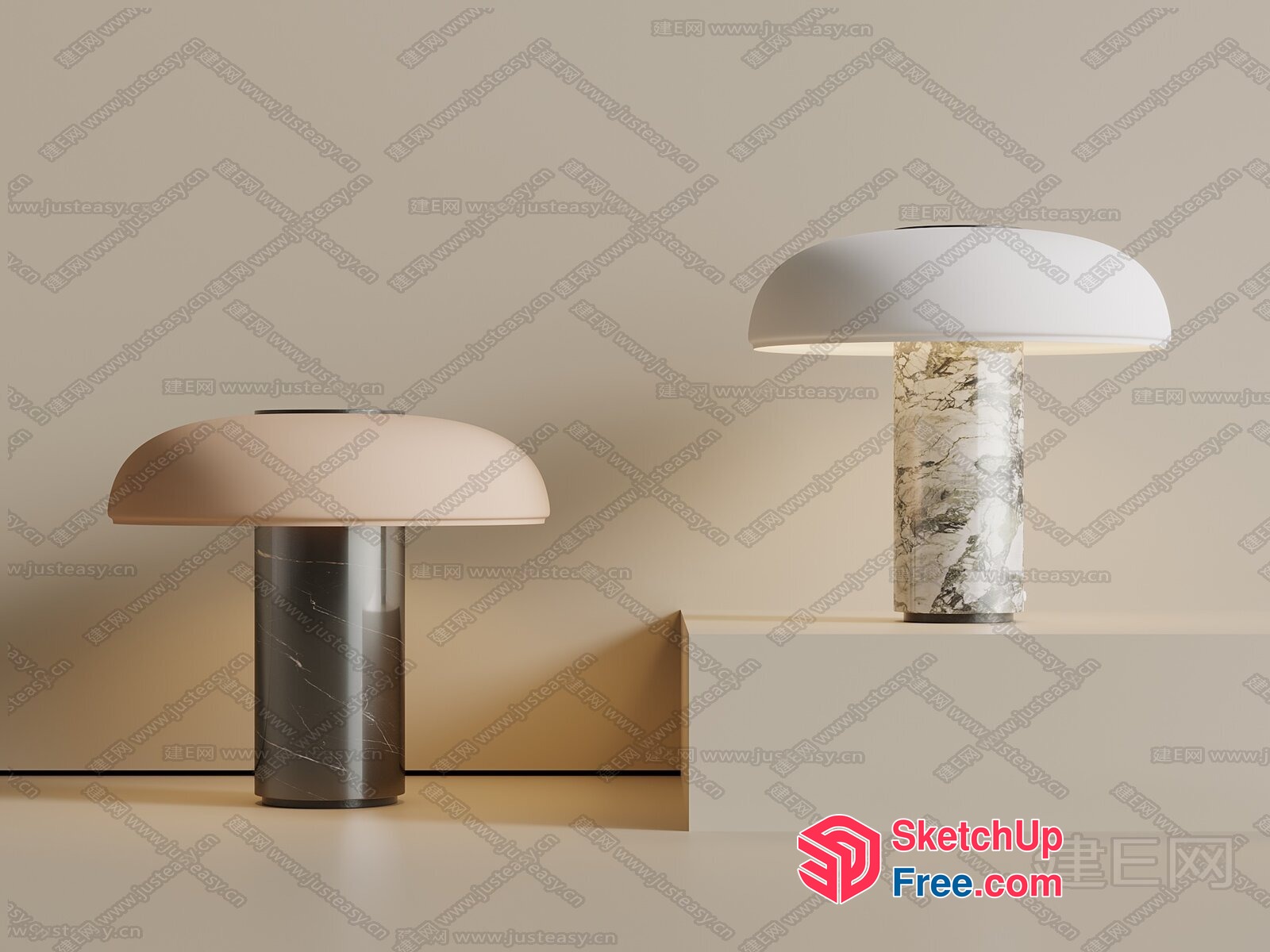 Modern Mushroom-Shaped Table Lamps 3D SketchUp File