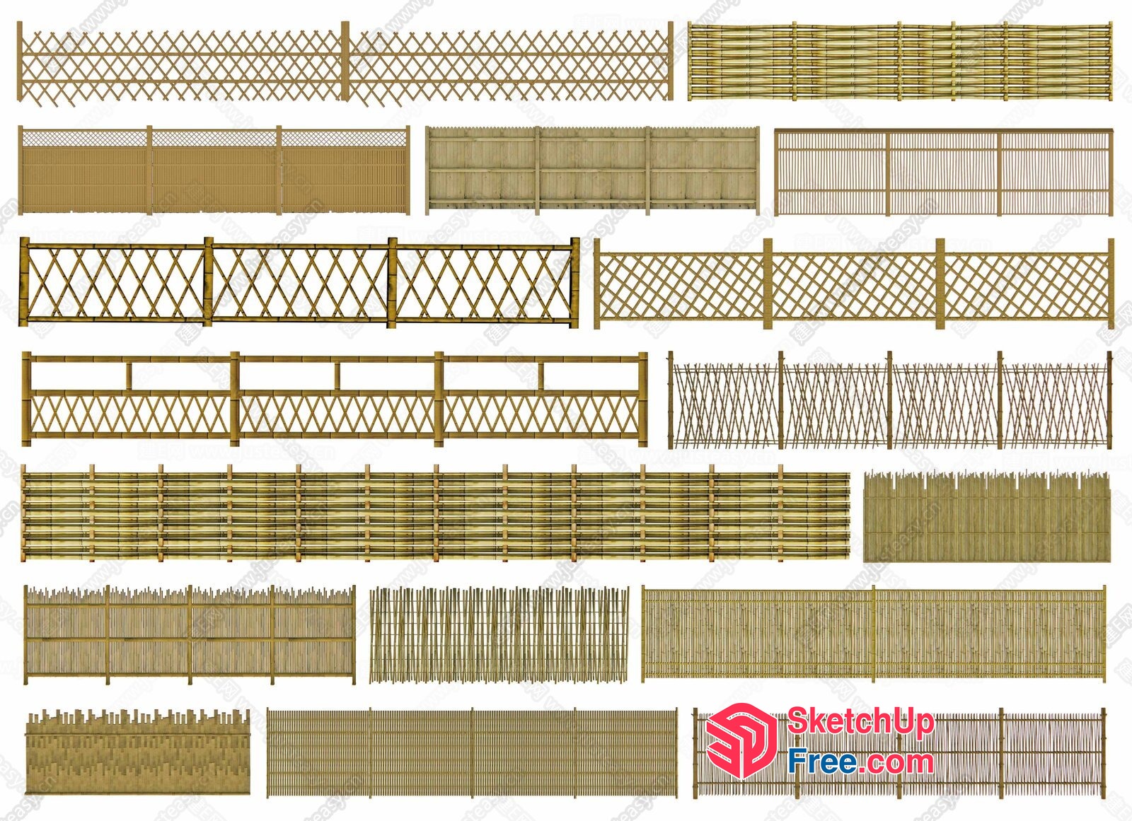 Various Types Of Fences 3D SketchUp File