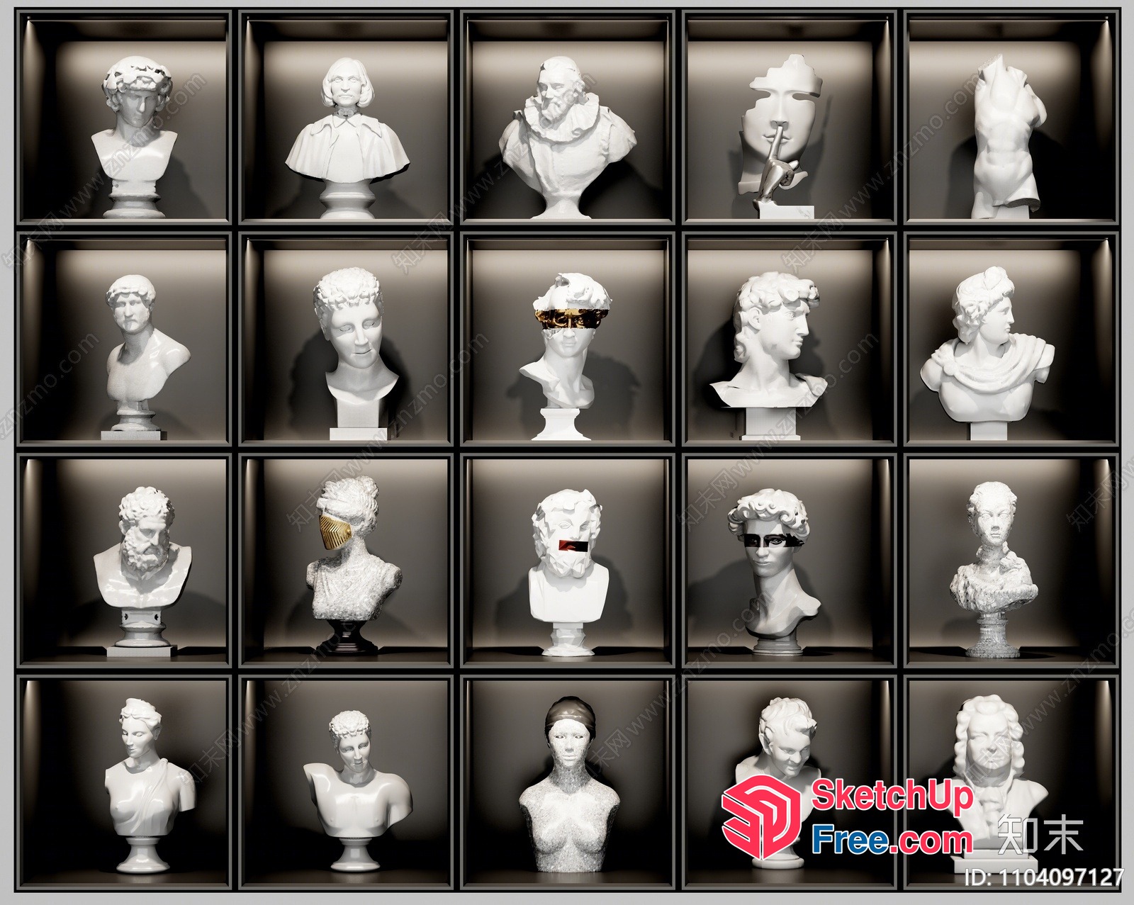 Decorative Busts On Display 3D SketchUp File