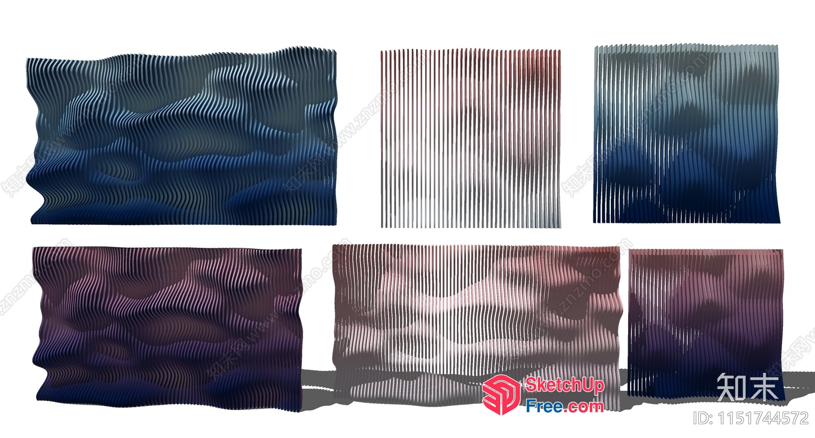 Wavy 3D Wall Panels 3D SketchUp File