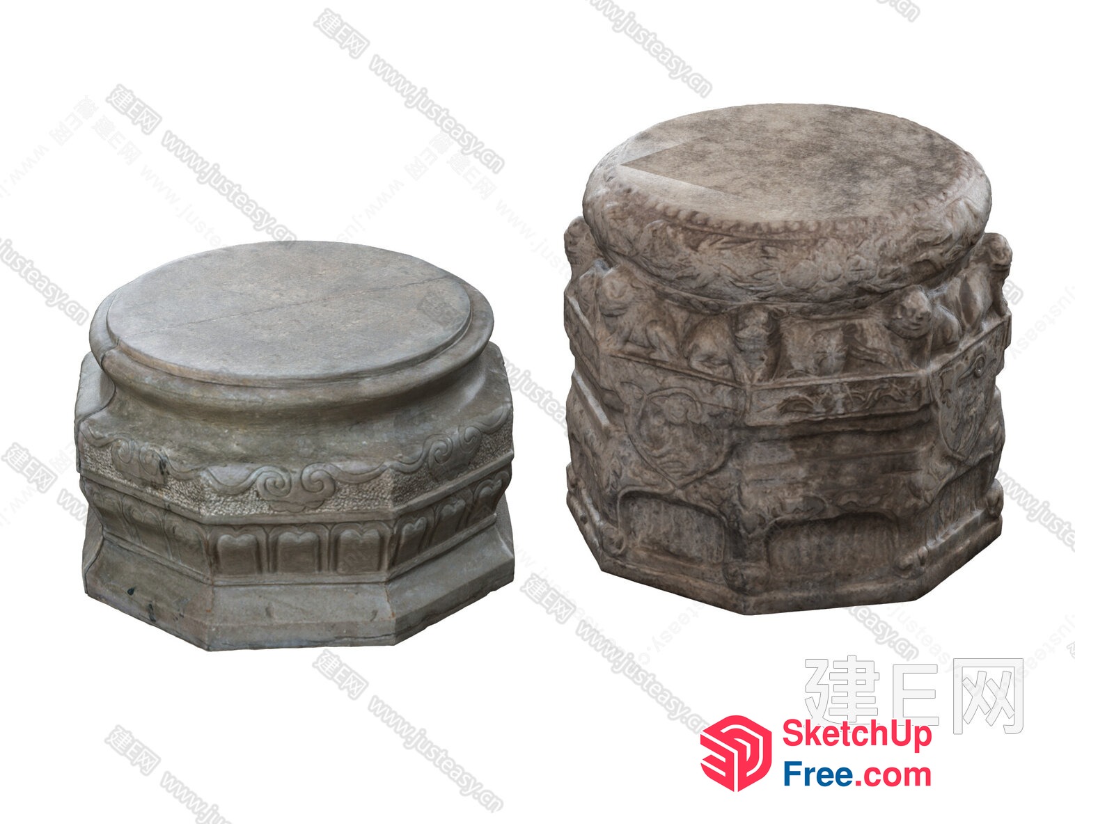 Ornate Stone Pillars 3D SketchUp File