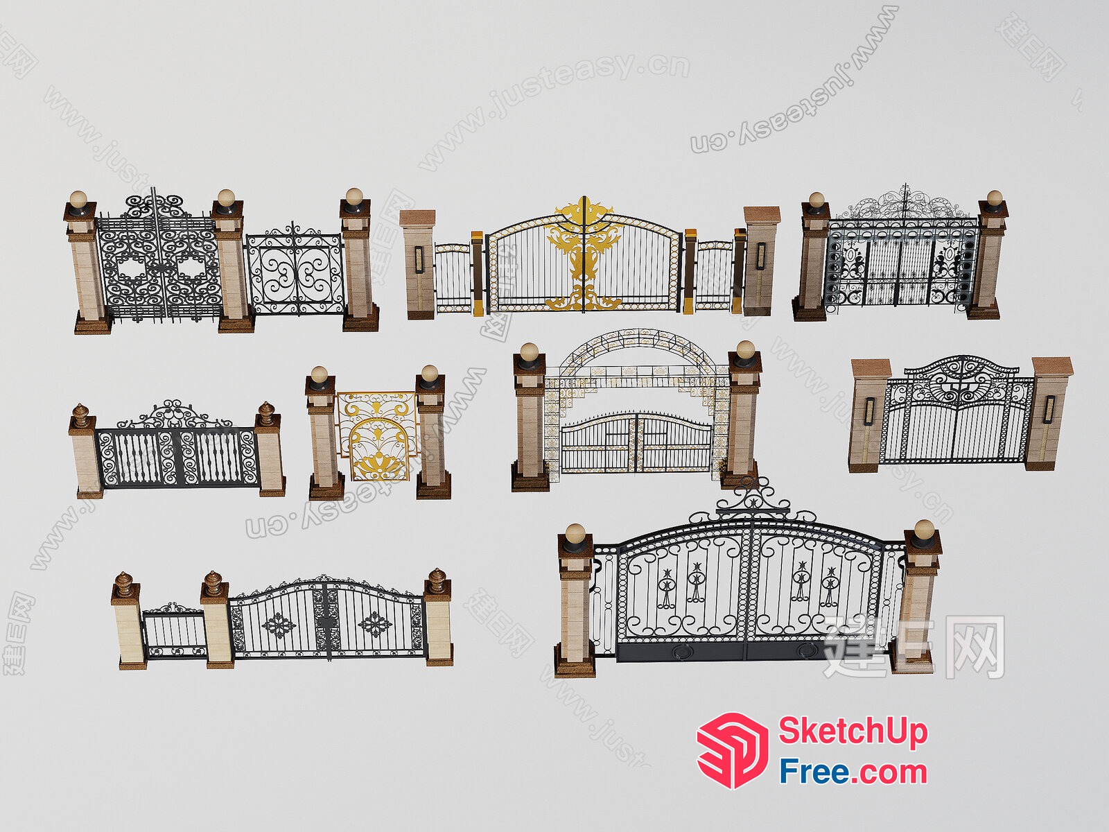 Ornate Wrought Iron Gate Designs 3D SketchUp File