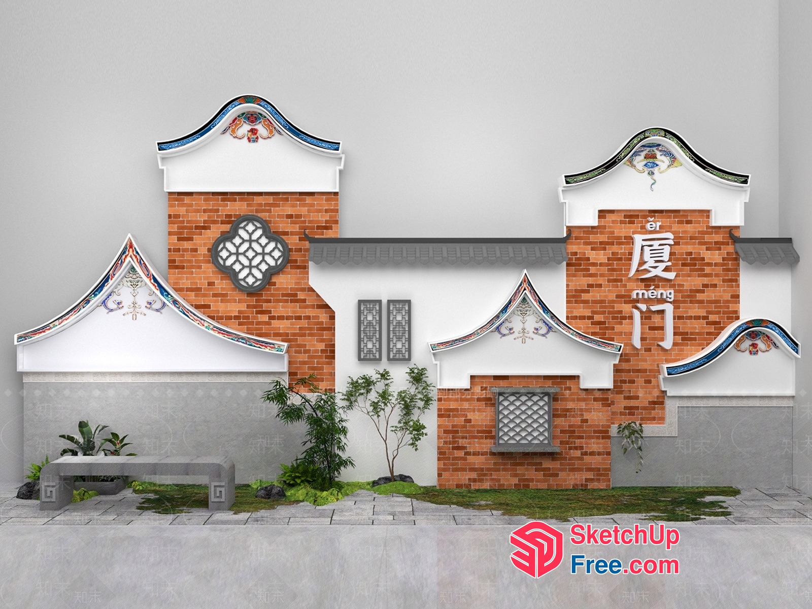 Chinese-Inspired Exterior Decor 3D SketchUp File