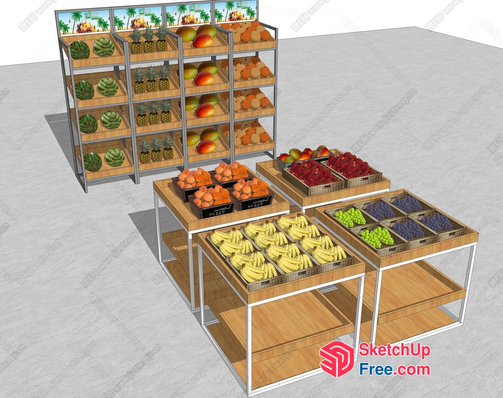 Fruit Display For Supermarket 3D SketchUp File