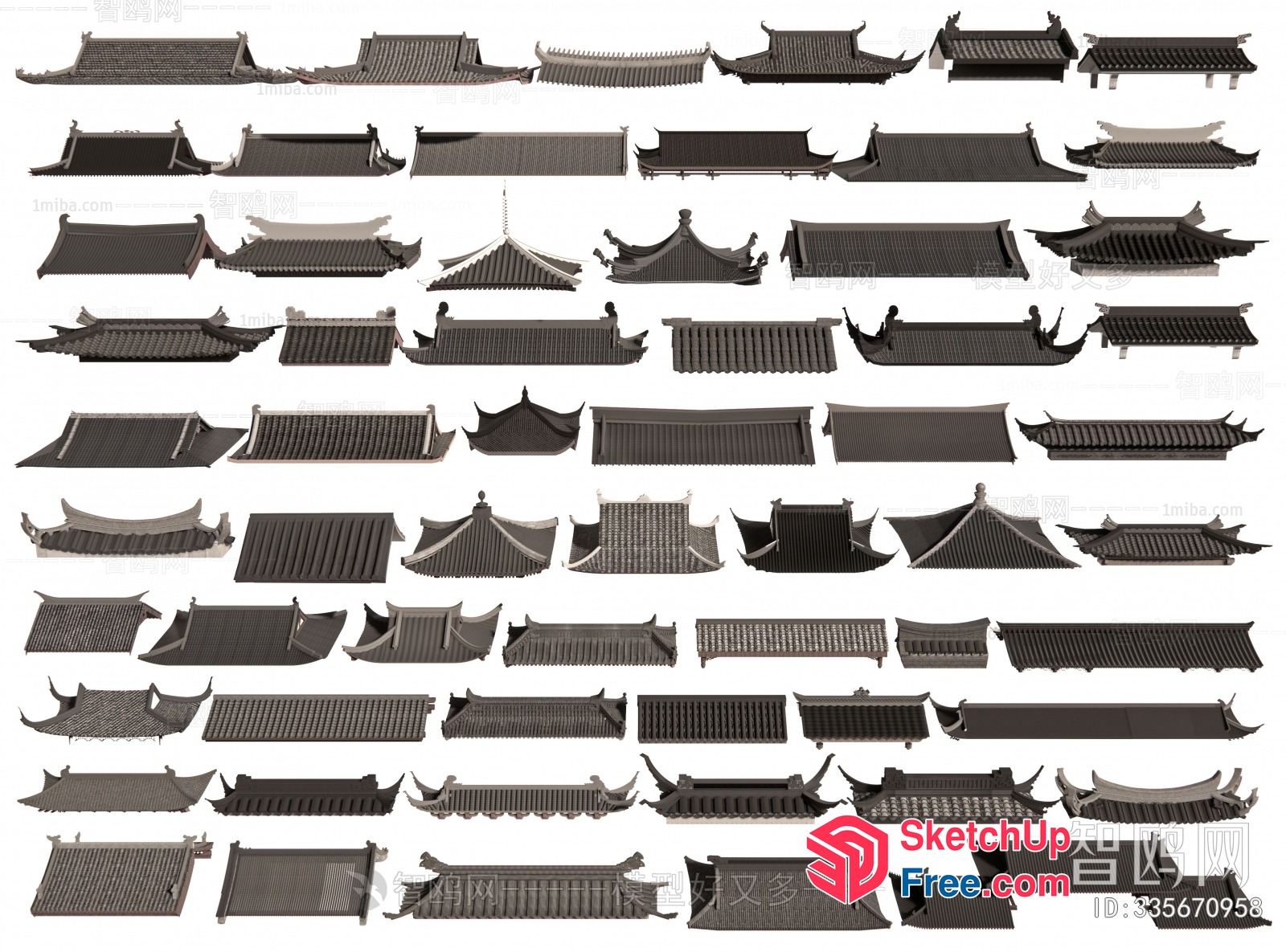 Asian Roof Synthesis Collection 3D SketchUp File