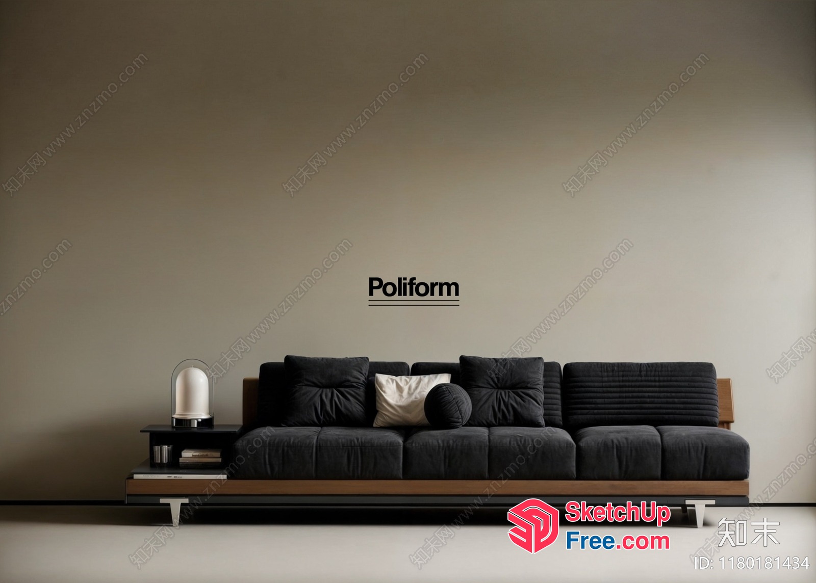 Modern Minimalist Living Room Sofa With Pillows 3D SketchUp File
