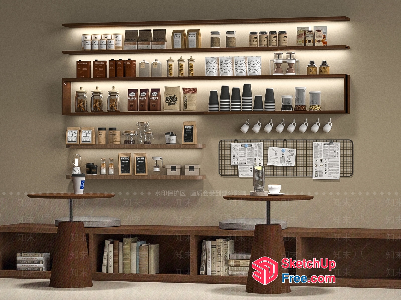 Modern Minimalist Coffee Shop Interior 3D SketchUp File
