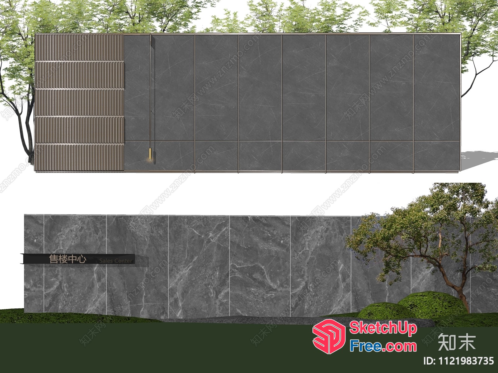 Modern Exterior Design With Marble And Stone Accents 3D SketchUp File