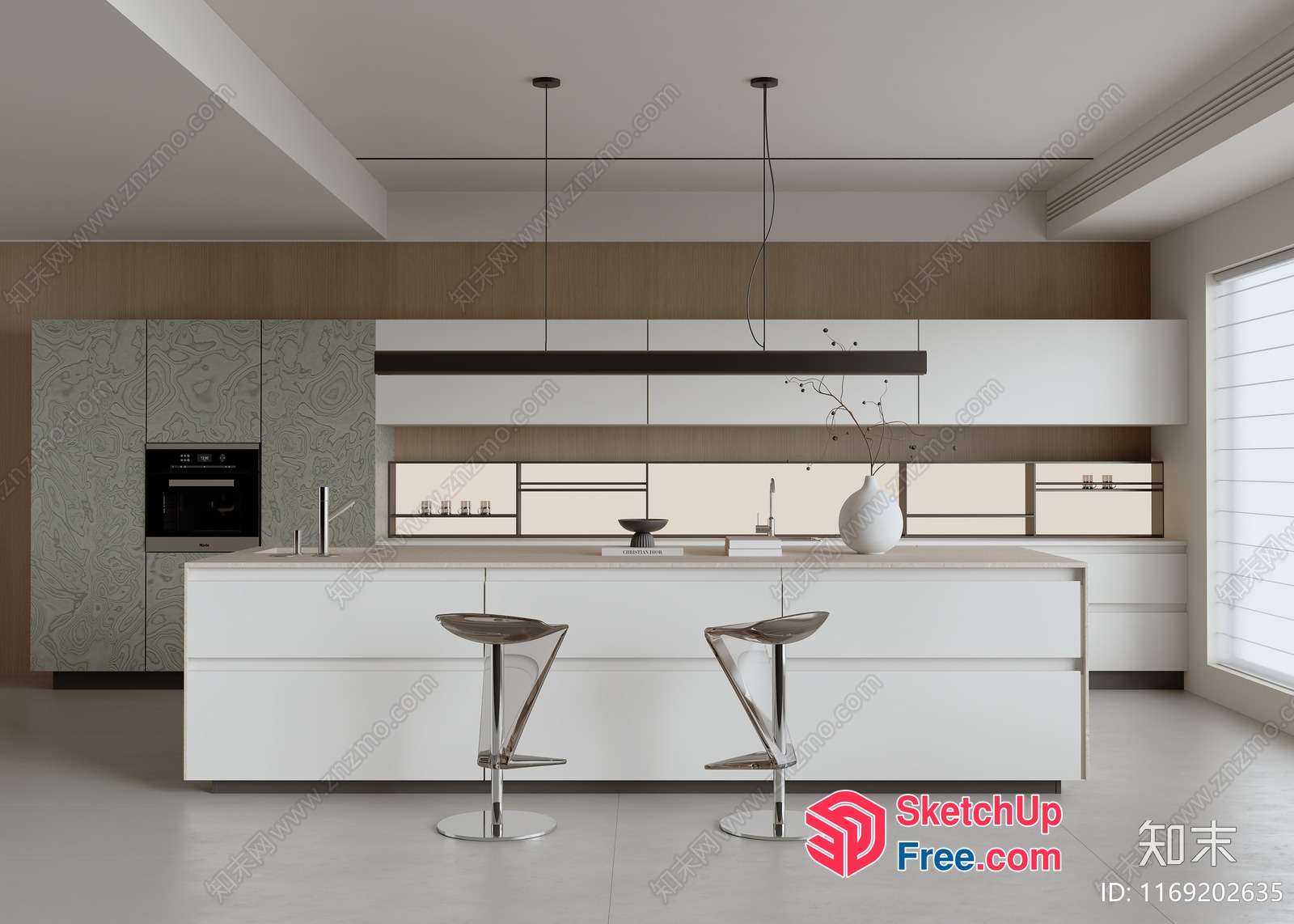Modern Minimalist Kitchen With Sleek White Cabinets 3D SketchUp File