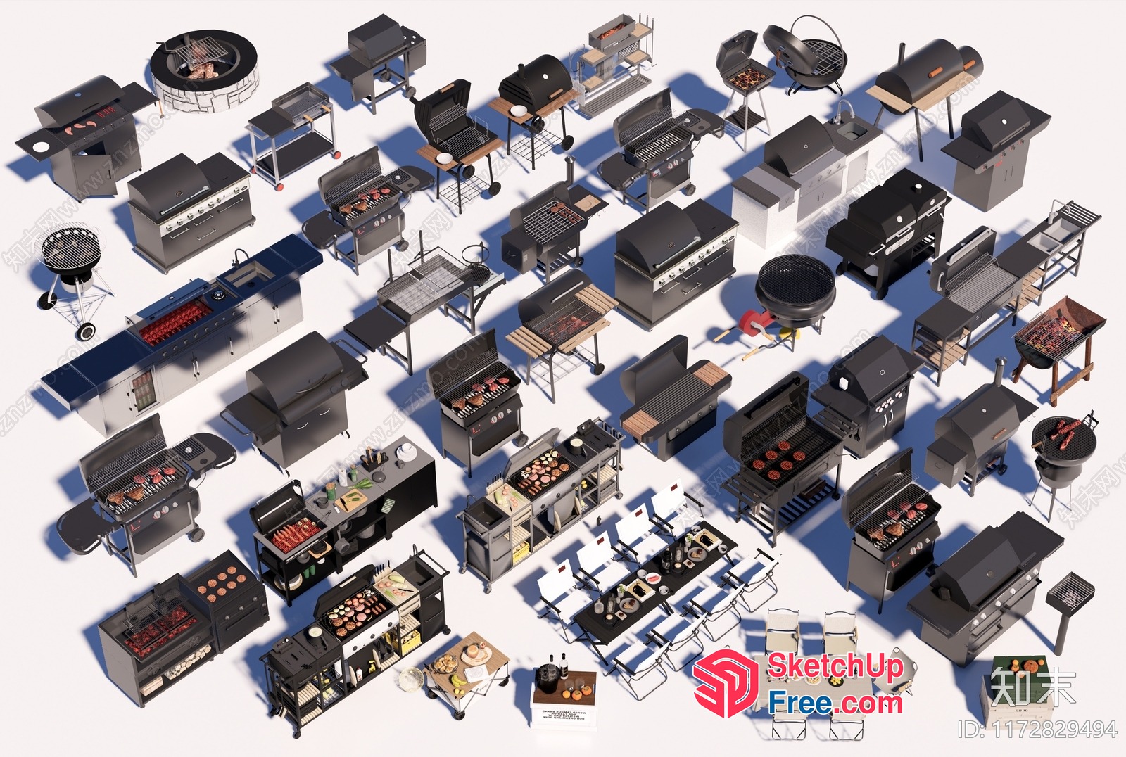 3D Model Collection Of Various Grills And Barbecue Stations 3D SketchUp File