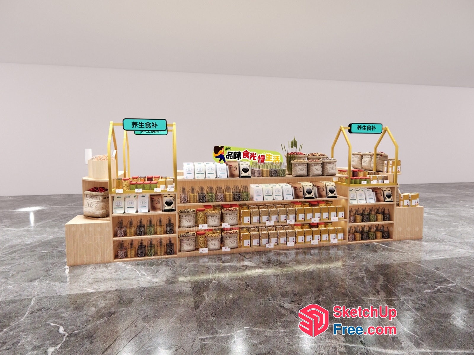 Retail Display With Variety Of Products And Signage 3D SketchUp File