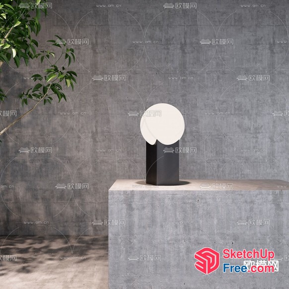 Minimalist Style Modern Art Piece On Concrete Pedestal 3D SketchUp File