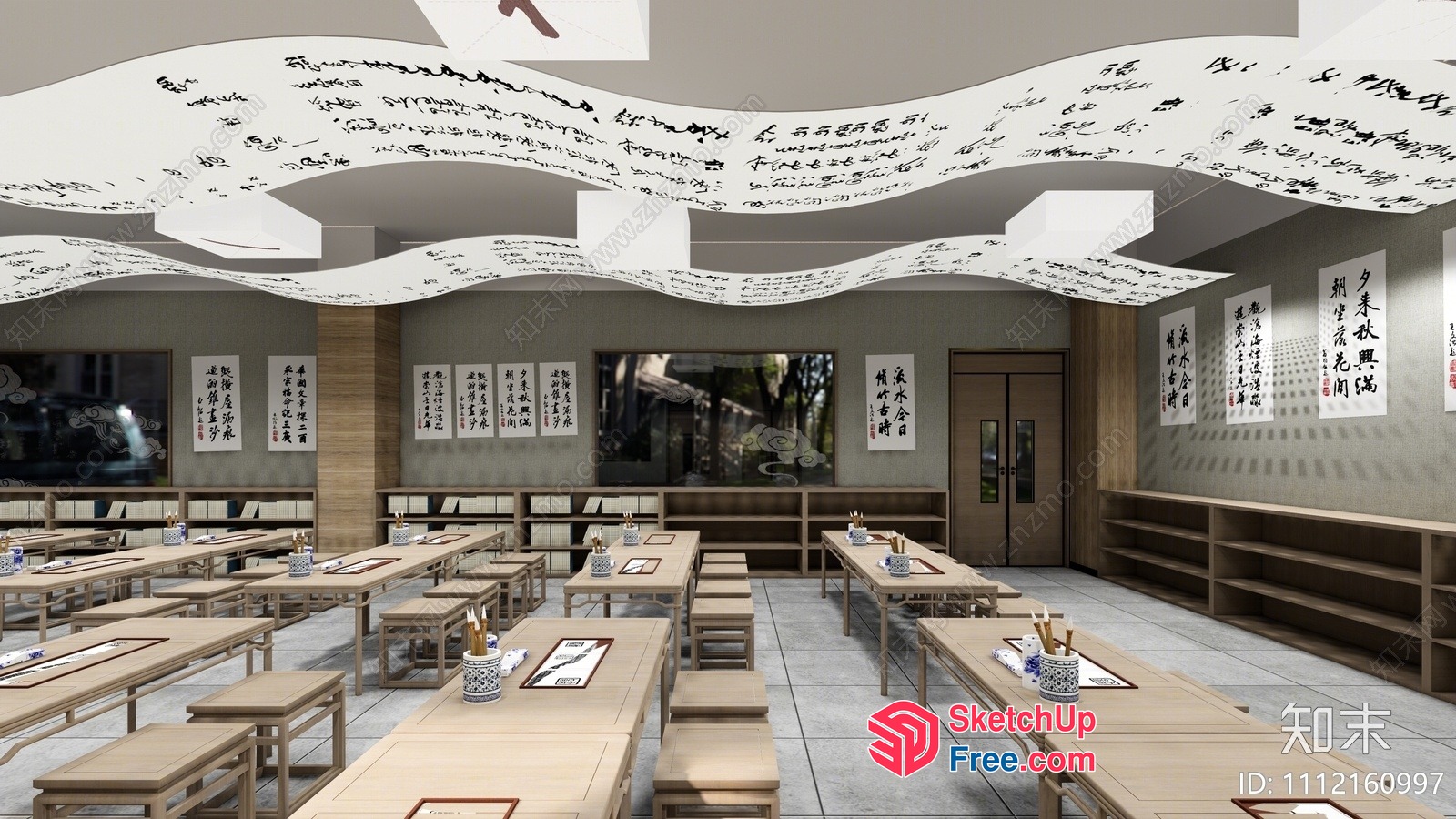 Japanese Restaurant Interior With Traditional Decor 3D SketchUp File