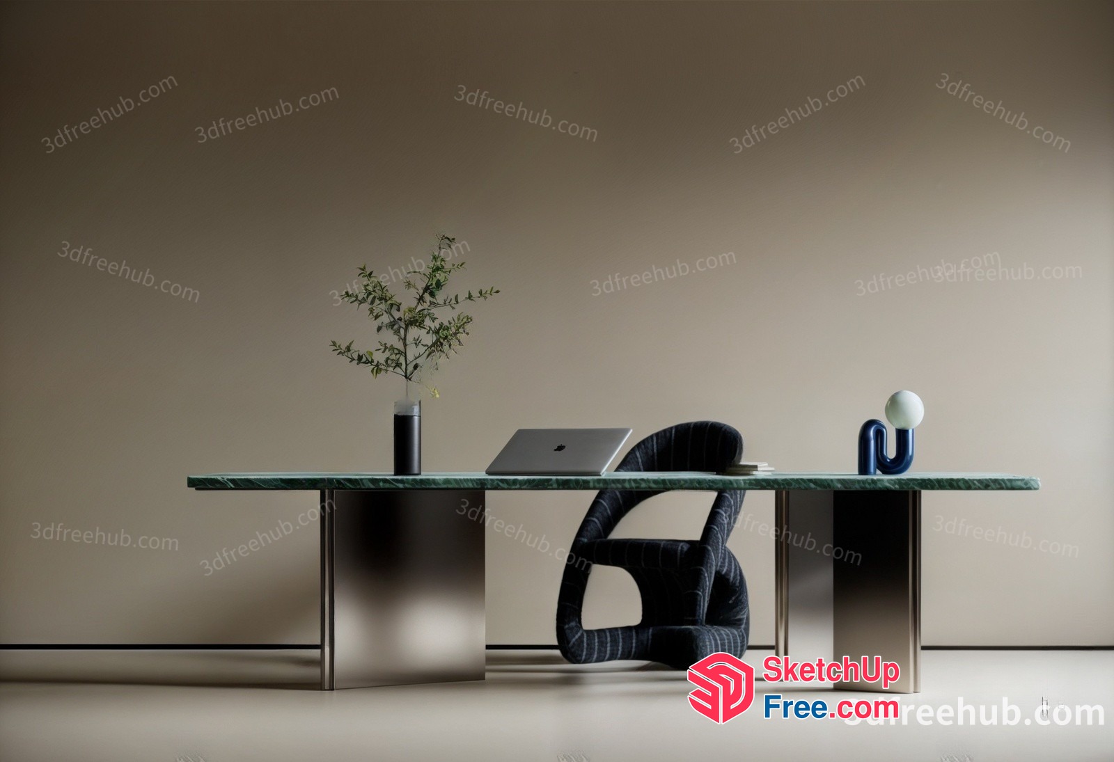 Modern Office Space With Sleek Furniture And Minimal Decor 3D SketchUp File