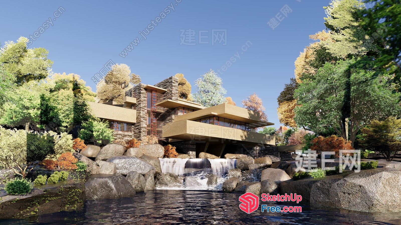 Waterfall House By Frank Lloyd Wright 3D SketchUp File