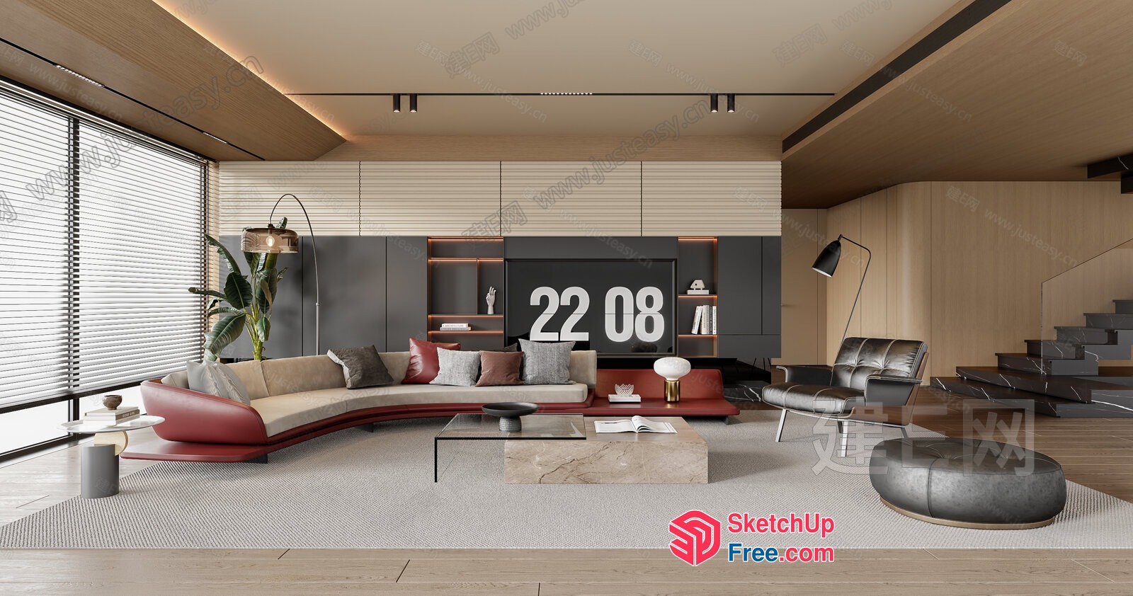 Modern Minimalist Living Room With Sleek Furniture 3D SketchUp File