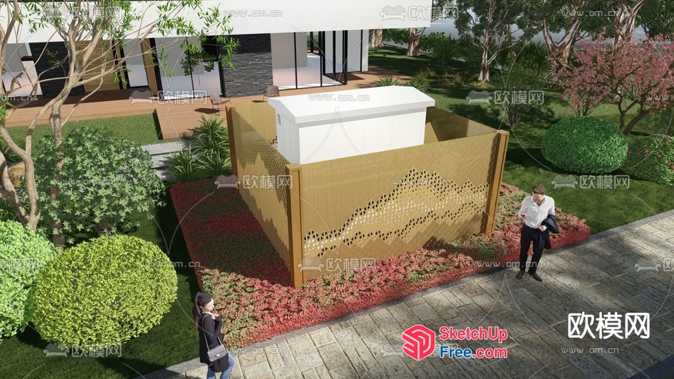 Exterior Decor Of A Modern Building 3D SketchUp File