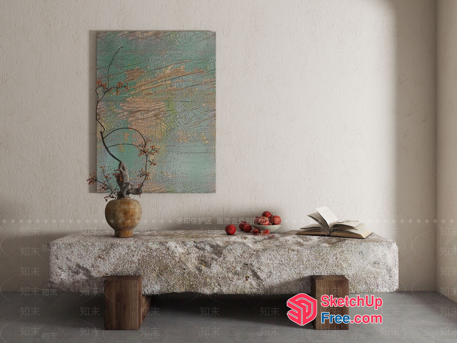 Rustic Stone Bench With Natural Textures 3D SketchUp File