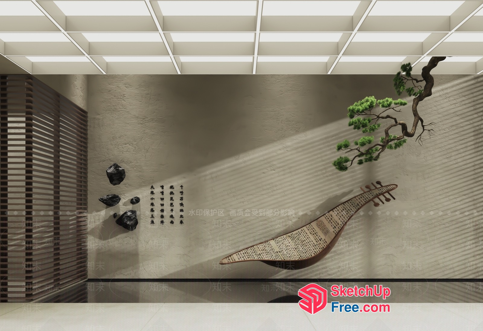 Traditional Asian-Inspired Interior Decor 3D SketchUp File