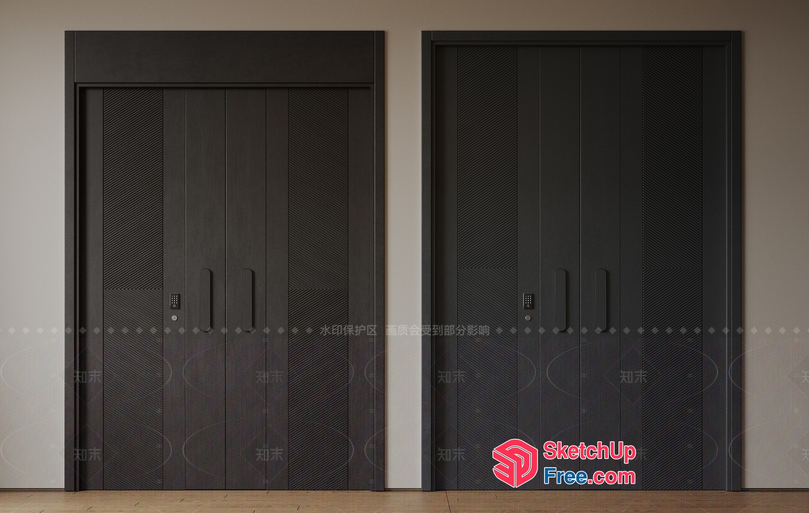 Modern Elevator Doors With Textured Panels 3D SketchUp File