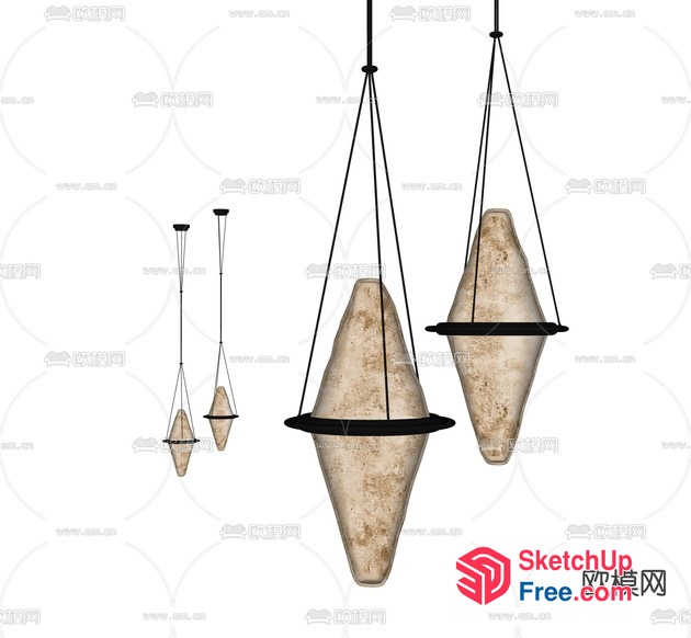Suspended Ornate Light Fixtures 3D SketchUp File