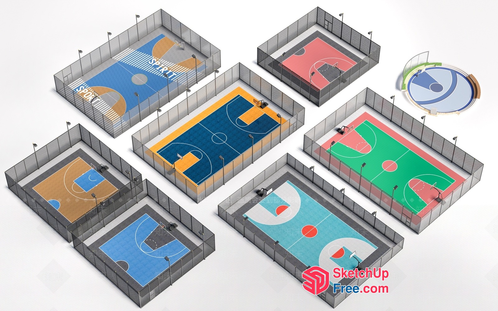 Colorful Basketball Court Designs 3D SketchUp File