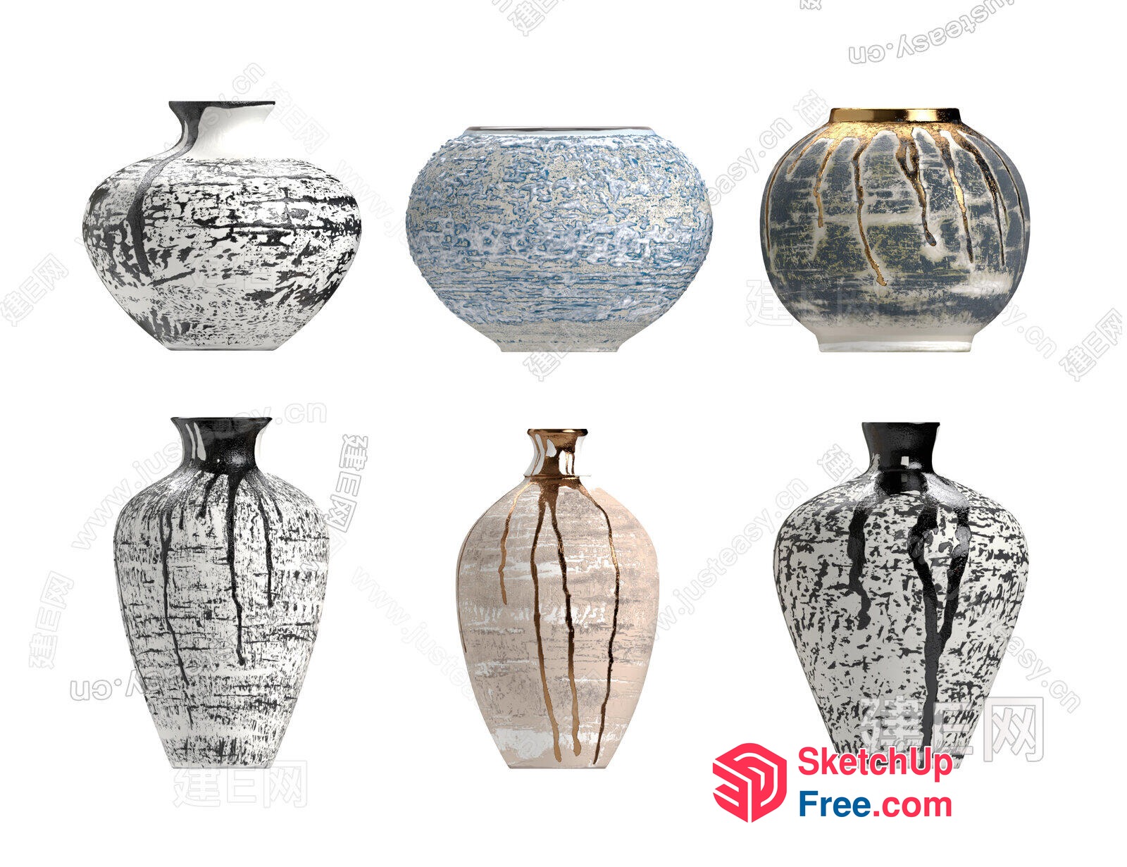 Decorative Vases With Unique Patterns 3D SketchUp File