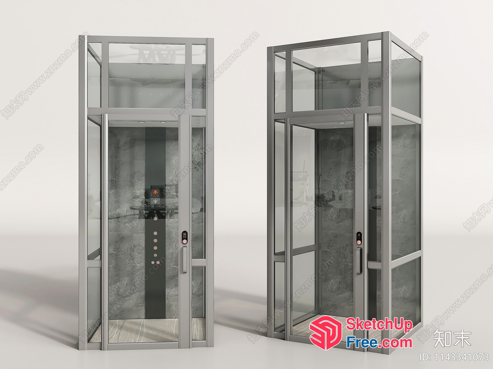 Modern Glass Elevator Stairway 3D SketchUp File